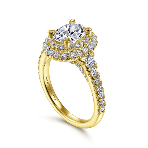 14K Yellow Gold Oval Diamond Engagement Ring