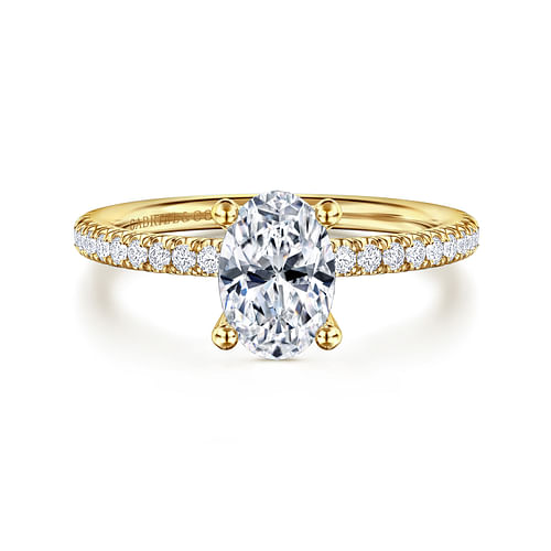 14K Yellow Gold Oval Diamond Engagement Ring