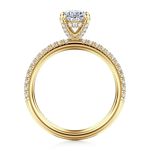 14K Yellow Gold Oval Diamond Engagement Ring