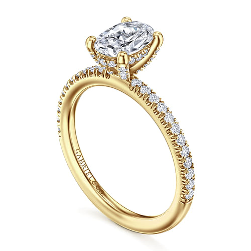 14K Yellow Gold Oval Diamond Engagement Ring