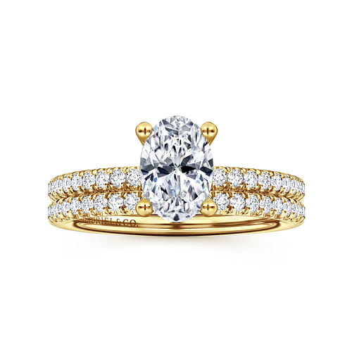 14K Yellow Gold Oval Diamond Engagement Ring