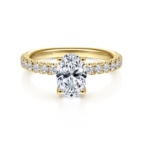 14K Yellow Gold Oval Diamond Engagement Ring