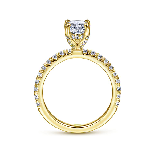 14K Yellow Gold Oval Diamond Engagement Ring