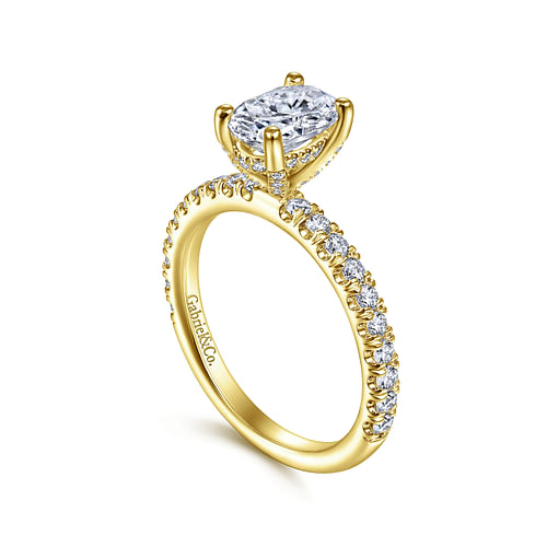 14K Yellow Gold Oval Diamond Engagement Ring