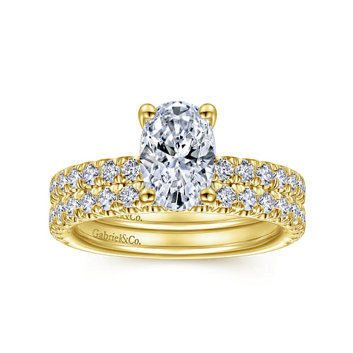 14K Yellow Gold Oval Diamond Engagement Ring