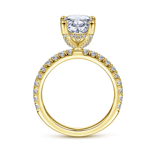 14K Yellow Gold Oval Diamond Engagement Ring