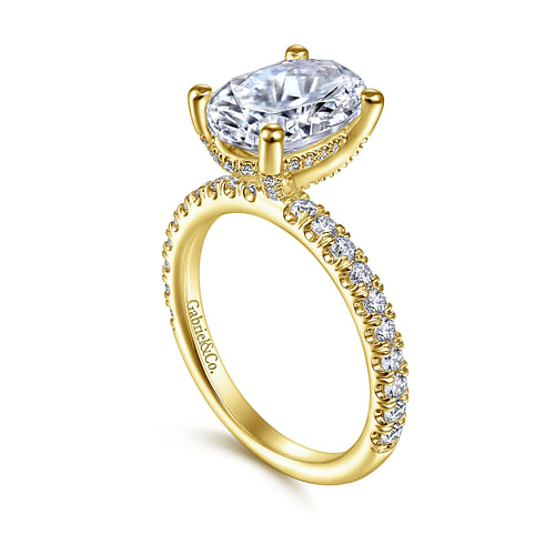 14K Yellow Gold Oval Diamond Engagement Ring