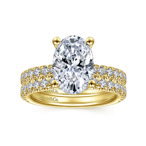 14K Yellow Gold Oval Diamond Engagement Ring