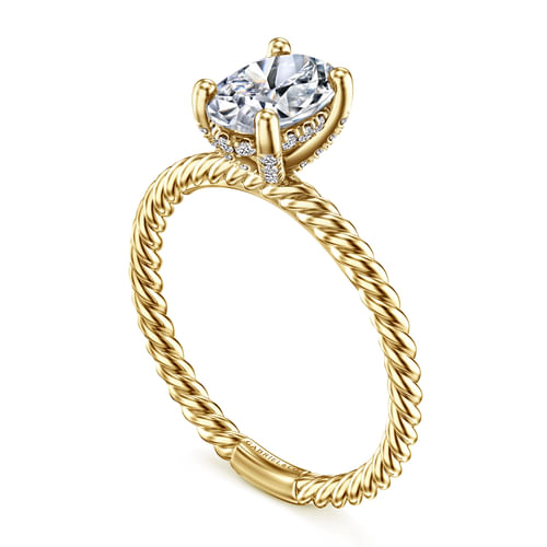 14K Yellow Gold Oval Diamond Engagement Ring