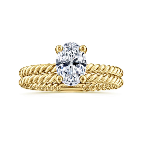 14K Yellow Gold Oval Diamond Engagement Ring