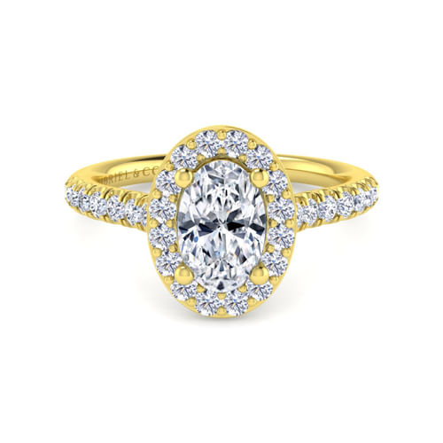 14K Yellow Gold Oval Diamond Engagement Ring