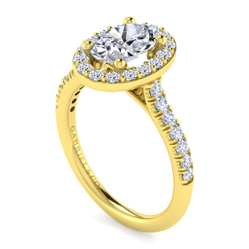 14K Yellow Gold Oval Diamond Engagement Ring