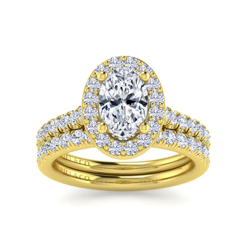 14K Yellow Gold Oval Diamond Engagement Ring