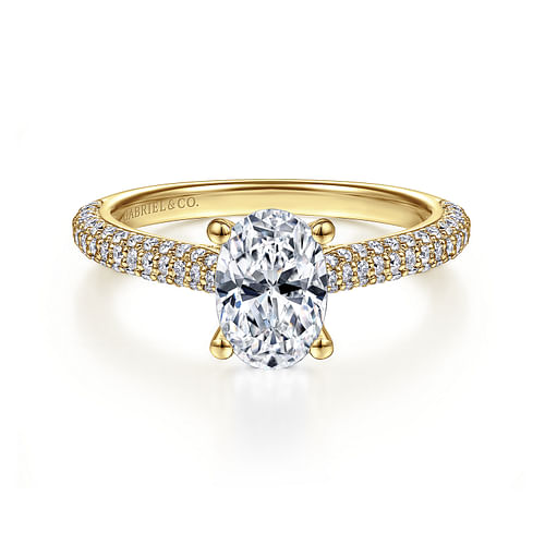 14K Yellow Gold Oval Diamond Engagement Ring