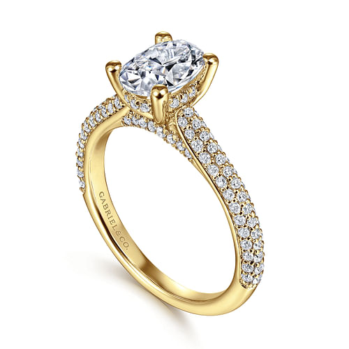 14K Yellow Gold Oval Diamond Engagement Ring