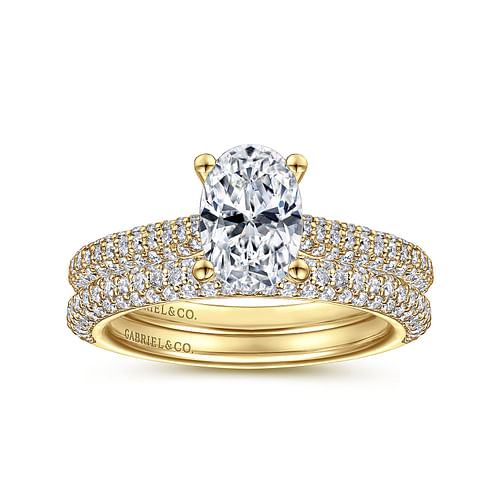 14K Yellow Gold Oval Diamond Engagement Ring