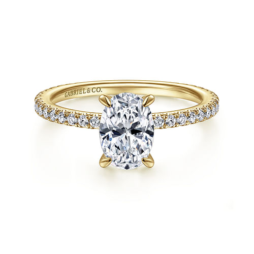 14K Yellow Gold Oval Diamond Engagement Ring