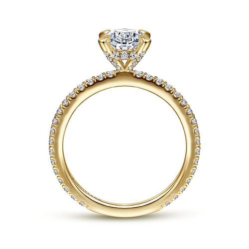 14K Yellow Gold Oval Diamond Engagement Ring