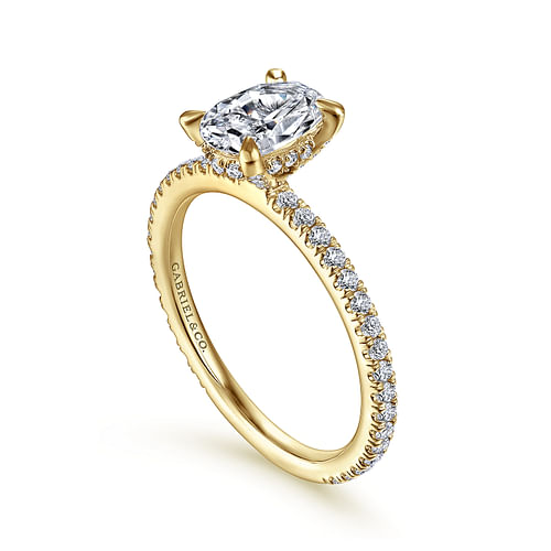 14K Yellow Gold Oval Diamond Engagement Ring