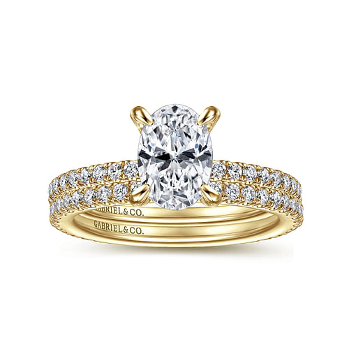 14K Yellow Gold Oval Diamond Engagement Ring