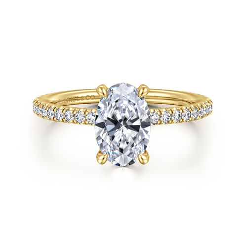 14K Yellow Gold Oval Diamond Engagement Ring