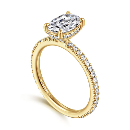 14K Yellow Gold Oval Diamond Engagement Ring