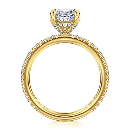 14K Yellow Gold Oval Diamond Engagement Ring angle 2