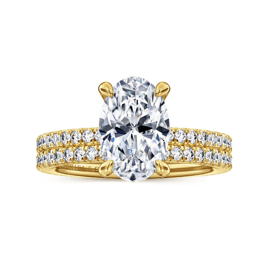 14K Yellow Gold Oval Diamond Engagement Ring angle 4