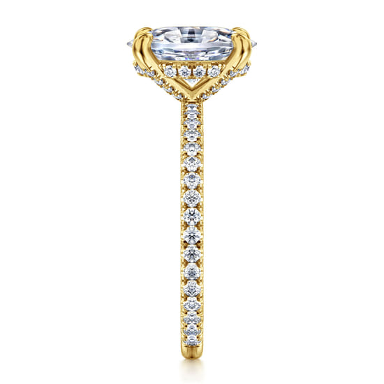 14K Yellow Gold Oval Diamond Engagement Ring angle 5