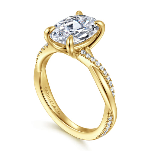 14K Yellow Gold Oval Diamond Engagement Ring