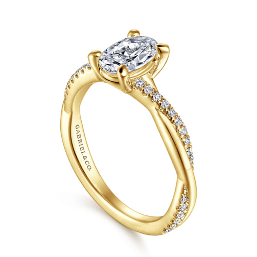 14K Yellow Gold Oval Diamond Engagement Ring