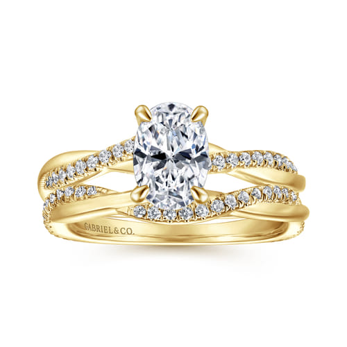 14K Yellow Gold Oval Diamond Engagement Ring