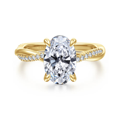 14K Yellow Gold Oval Diamond Engagement Ring