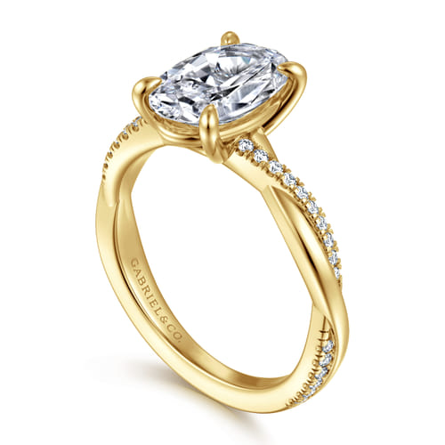 14K Yellow Gold Oval Diamond Engagement Ring