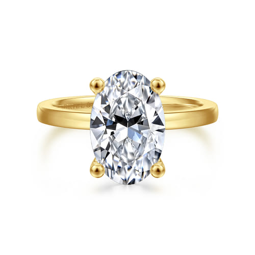 14K Yellow Gold Oval Diamond Engagement Ring