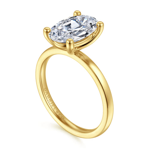 14K Yellow Gold Oval Diamond Engagement Ring