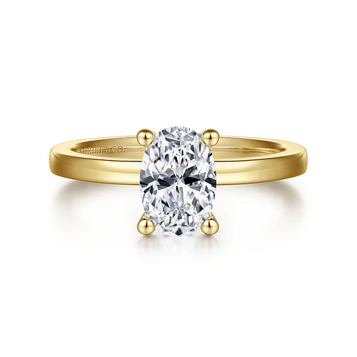 14K Yellow Gold Oval Diamond Engagement Ring