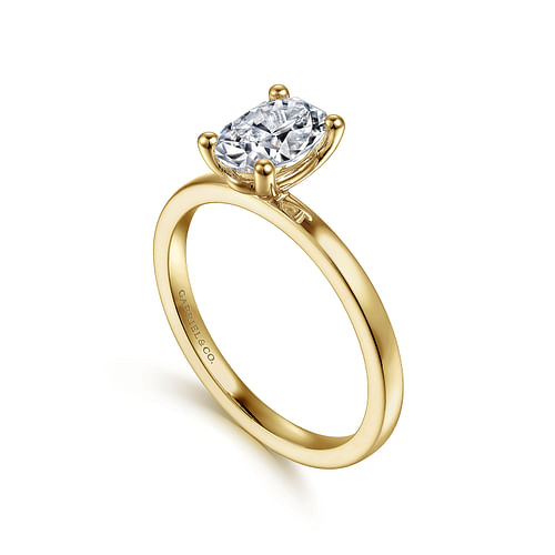 14K Yellow Gold Oval Diamond Engagement Ring