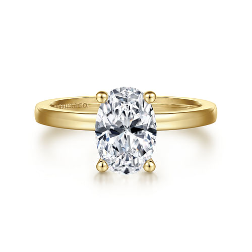 14K Yellow Gold Oval Diamond Engagement Ring