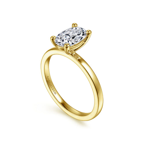 14K Yellow Gold Oval Diamond Engagement Ring