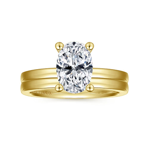 14K Yellow Gold Oval Diamond Engagement Ring