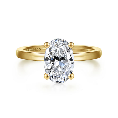 14K Yellow Gold Oval Diamond Engagement Ring