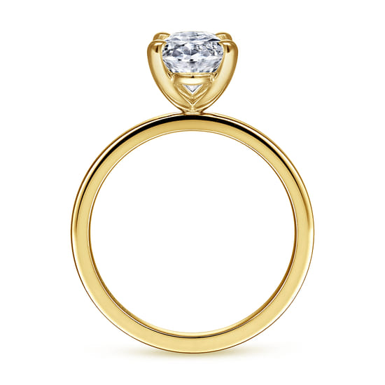 14K Yellow Gold Oval Diamond Engagement Ring angle 2