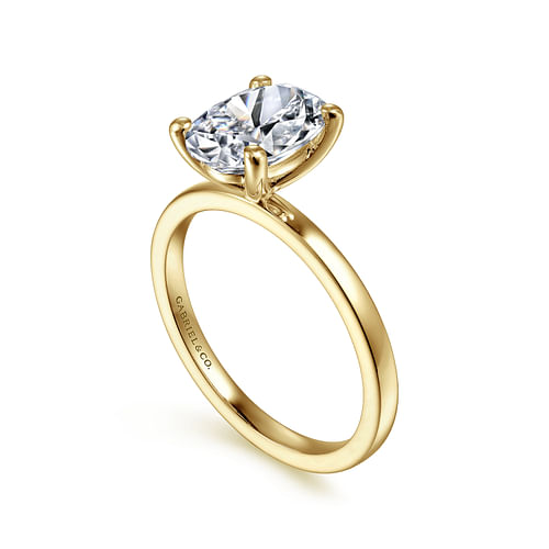 14K Yellow Gold Oval Diamond Engagement Ring