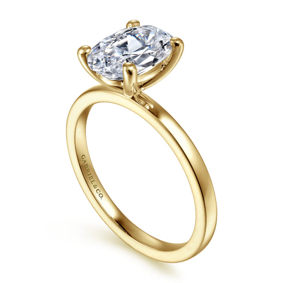 14K Yellow Gold Oval Diamond Engagement Ring angle 3