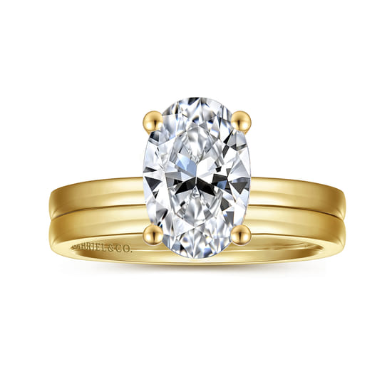 14K Yellow Gold Oval Diamond Engagement Ring angle 4