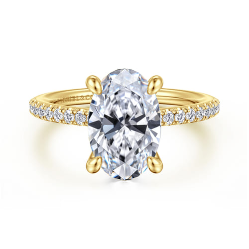 14K Yellow Gold Oval Diamond Engagement Ring