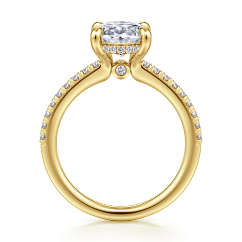 14K Yellow Gold Oval Diamond Engagement Ring