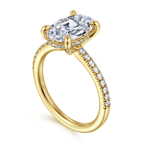 14K Yellow Gold Oval Diamond Engagement Ring