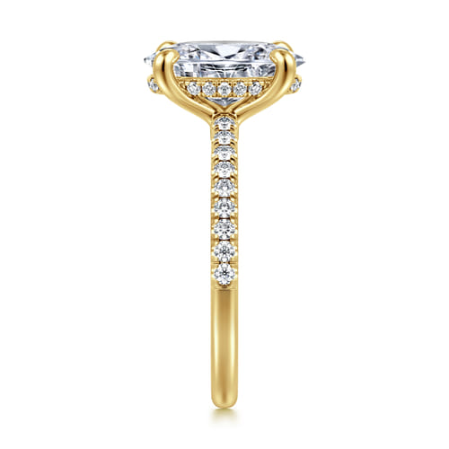 14K Yellow Gold Oval Diamond Engagement Ring